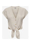 Front image of Siesta ss knot linen shirt in off white, by brand Only