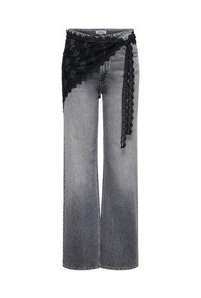 Front image of Sof lace scarf in black, by brand Only