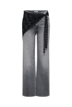 Front image of the Sof lace scarf in black, by brand Only