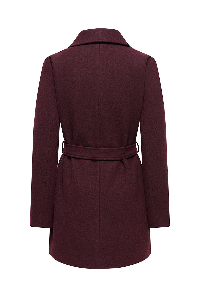 Back image of Trish wrap coat in chocolate, by brand Only
