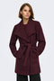 Front image of a model wearing Trish wrap coat in chocolate, by brand Only