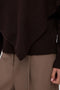 Front image of a model wearing the Camila ls cape higneck pullover in chocolate, by brand Vero moda