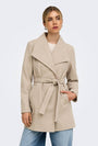 Image of TRISH WRAP COAT in light brown, by brand ONLY