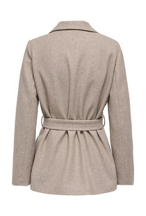 Back image of the Vilda short wrap coat in light brown, by brand Only