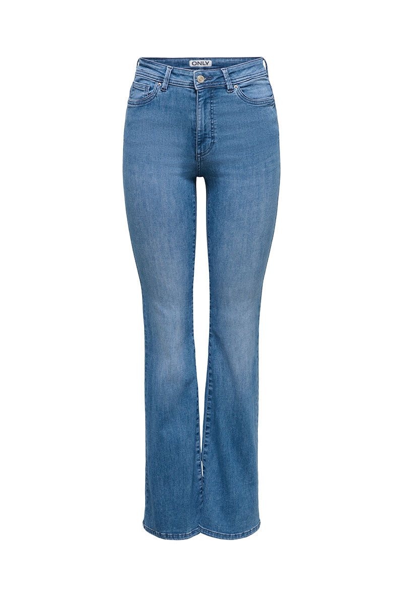 Front image of Wauw hw flared jeans in denim, by brand Only