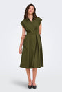 Image of WILLY CAP SLEEVE MIDI DRESS in olive, by brand JACQUELINE DE YONG