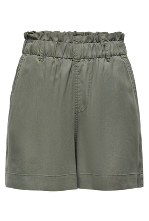 Front image of the Zanzi life shorts in olive, by brand Only