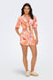 Front image of a model wearing the Only zuffy life shorts in orange, by brand Only