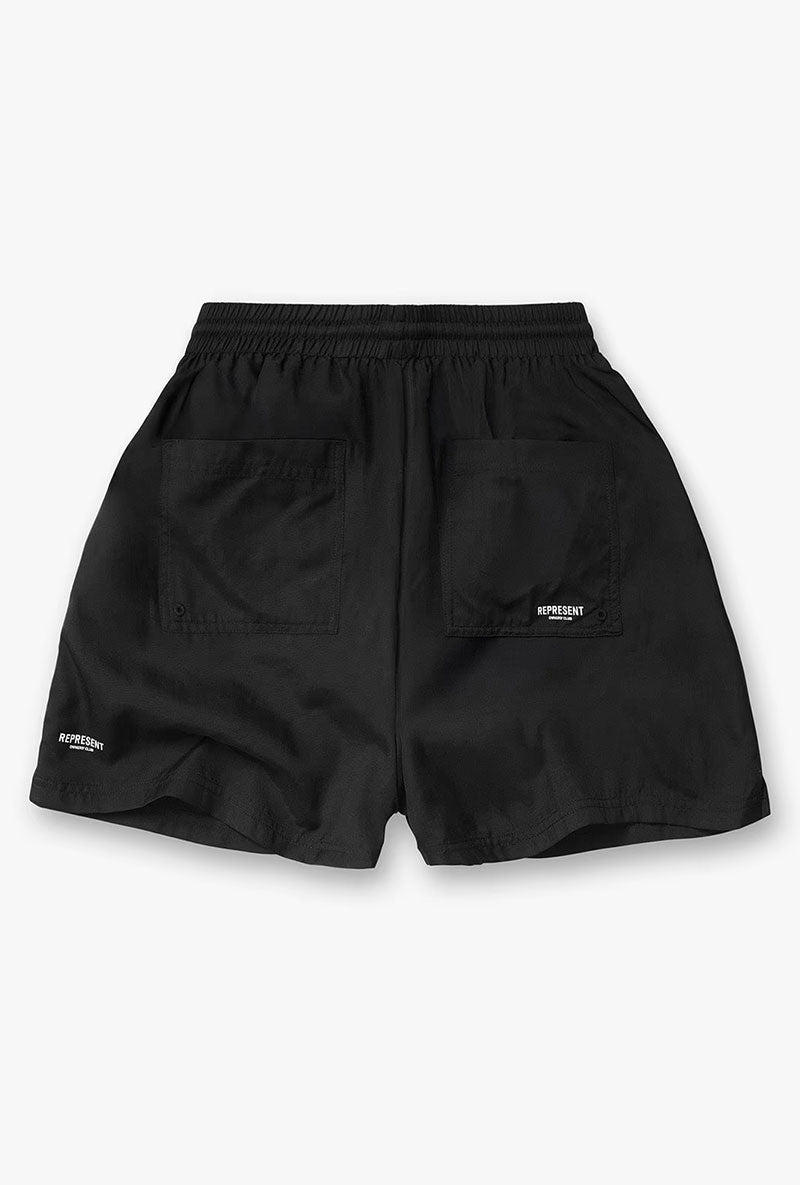 Front image of Micro owners club swimshorts in black, by brand Represent