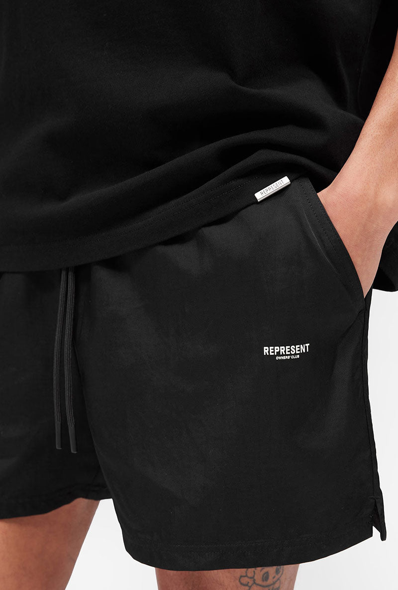 Detail image of Micro owners club swimshorts in black, by brand Represent