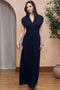 Front image of a model wearing Angelie maxi dress in navy, by brand Tfnc