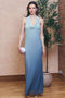 Front image of a model wearing Casey maxi dress in aqua, by brand Tfnc