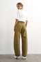 Back image of a model wearing the Barrel khaki jeans in khaki, by brand Top shop