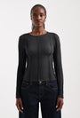 Image of BELMA L/S ONECK SHEER TOP in black, by brand TOP SHOP