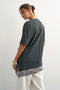 Back image of a model wearing the Brit ss lace floral tee in black, by brand Top shop