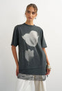 Image of BRIT SS LACE FLORAL TEE in black, by brand TOP SHOP