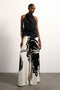 Front image of a model wearing the Fiona wide leg trousers in off white, by brand Top shop