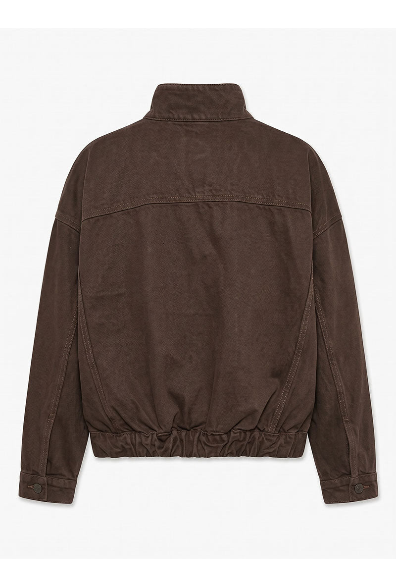 Back image of Freya denim jacket in brown, by brand Top shop
