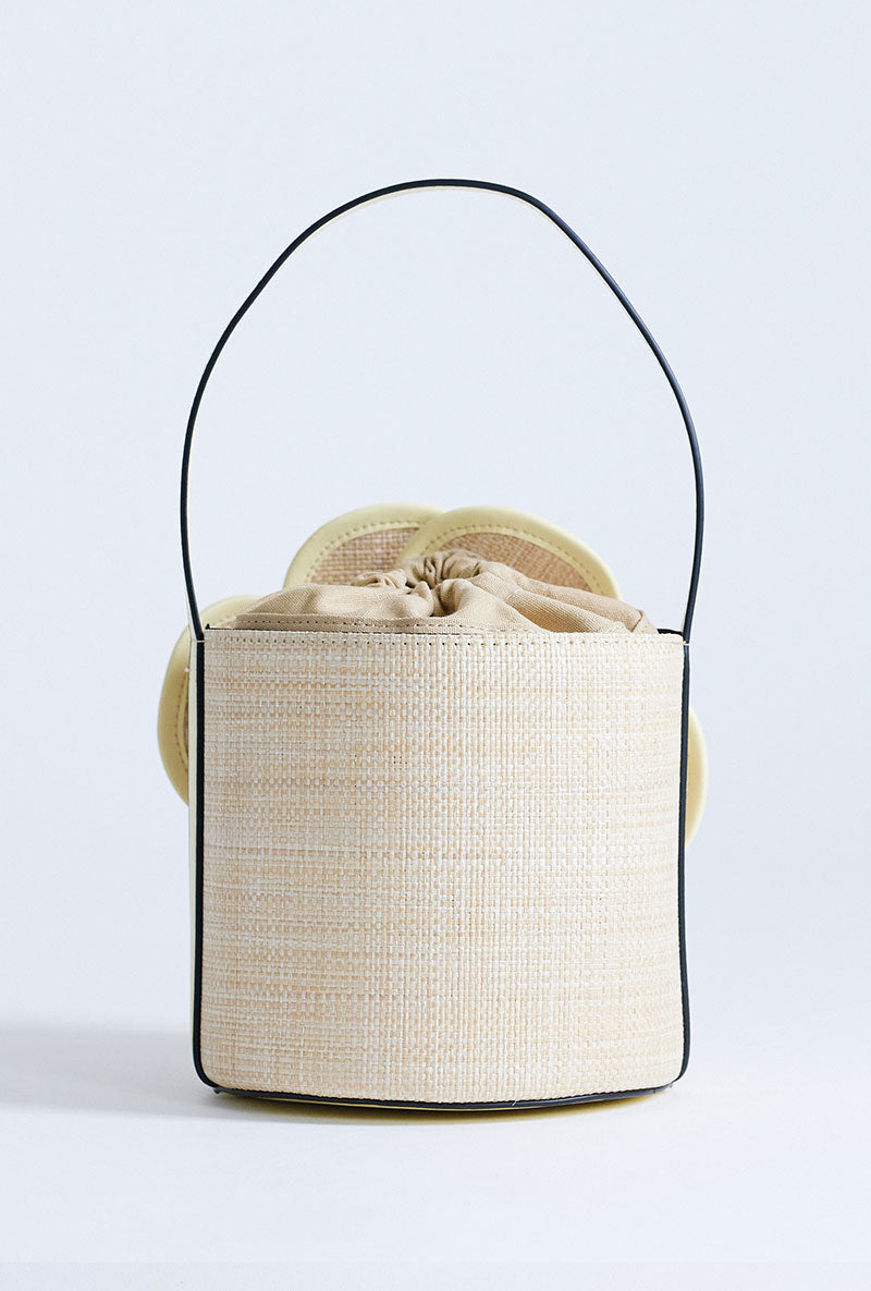 Back image of Gino flower grab bag in yellow, by brand Top shop