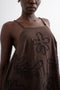 Front image of a model wearing the Mia trapeze mini dress in chocolate, by brand Top shop