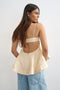 Back image of a model wearing the Mina sl top in cream, by brand Top shop