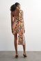 Back image of a model wearing the Viva draped scarf mini dress in multi, by brand Top shop