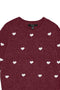 Front detail image of the Doffy intarsia oneck pullover in burgundy, by brand Vero moda