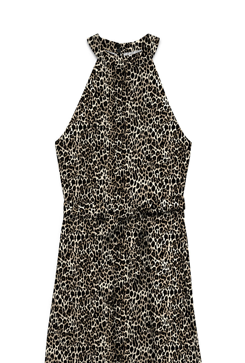 Detail image of Easy joy s/l long halterneck dress in all over print, by brand Vero moda
