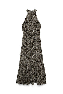 Front image of the Easy joy s/l long halterneck dress in all over print, by brand Vero moda