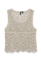 Front image of the Elsa sl crop top in beige, by brand Vero moda