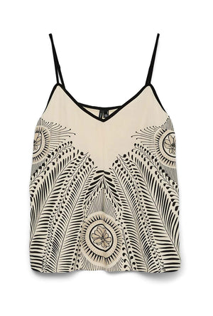 Front image of the Lalita zola singlet top in beige, by brand Vero moda