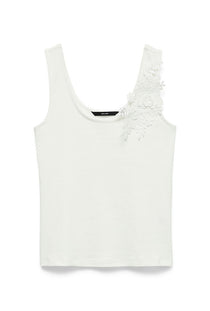 Front image of the Layla ss u neck top in white, by brand Vero moda