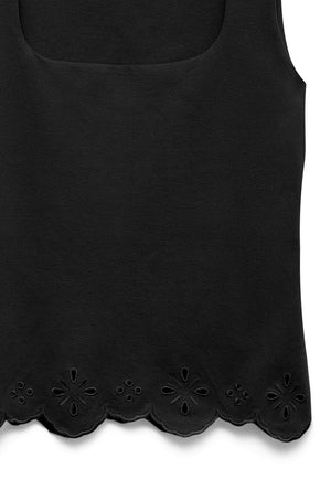 Detail image of the Louise sl square neck top in black, by brand Vero moda
