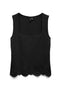 Front image of Louise sl square neck top in black, by brand Vero moda