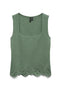 Front image of Louise sl square neck top in green, by brand Vero moda