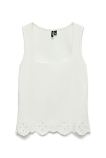 Front image of the Louise sl square neck top in white, by brand Vero moda