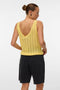 Back image of a model wearing the Lux light s/l top in yellow, by brand Vero moda