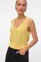 Front image of a model wearing the Lux light s/l top in yellow, by brand Vero moda