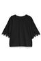 Front image of the Lyla ss oneck top in black, by brand Vero moda