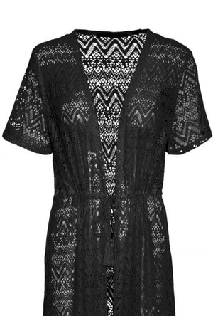 Detail image of the Maya 2/4 ankle cardigan in black, by brand Vero moda