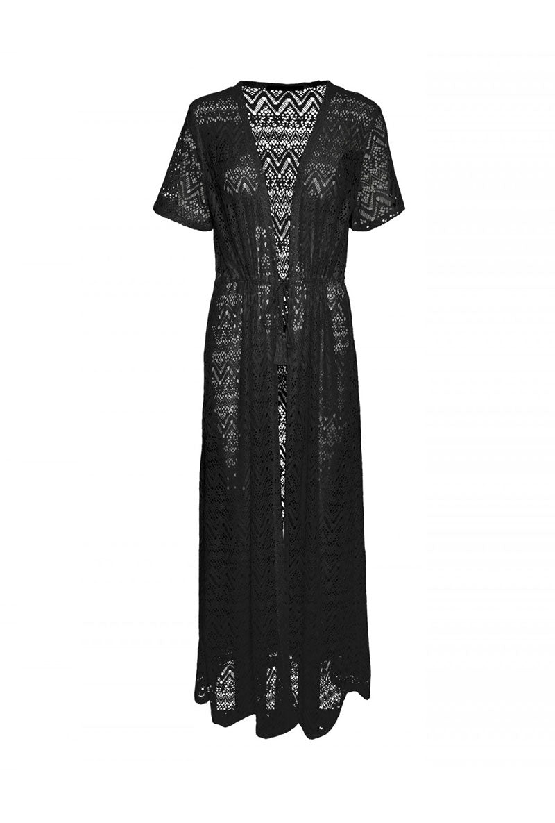Front image of Maya 2/4 ankle cardigan in black, by brand Vero moda