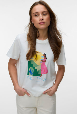 Front image of a model wearing the Salli mette ss t in mul1, by brand Vero moda