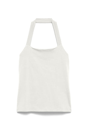 Front image of Valerie halterneck top in white, by brand Vero moda