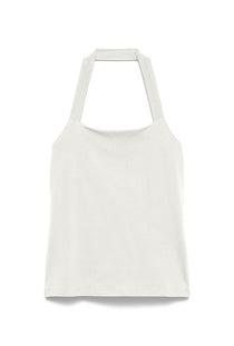 Front image of the Valerie halterneck top in white, by brand Vero moda
