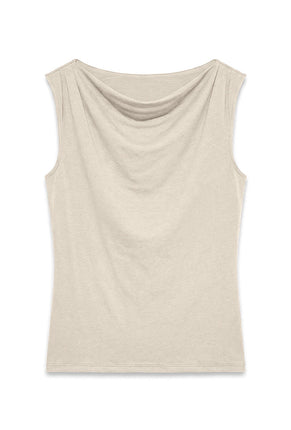 Front image of Cara sl boatneck top in beige, by brand Vero moda