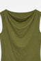 Front image of the Cara sl boatneck top in olive, by brand Vero moda