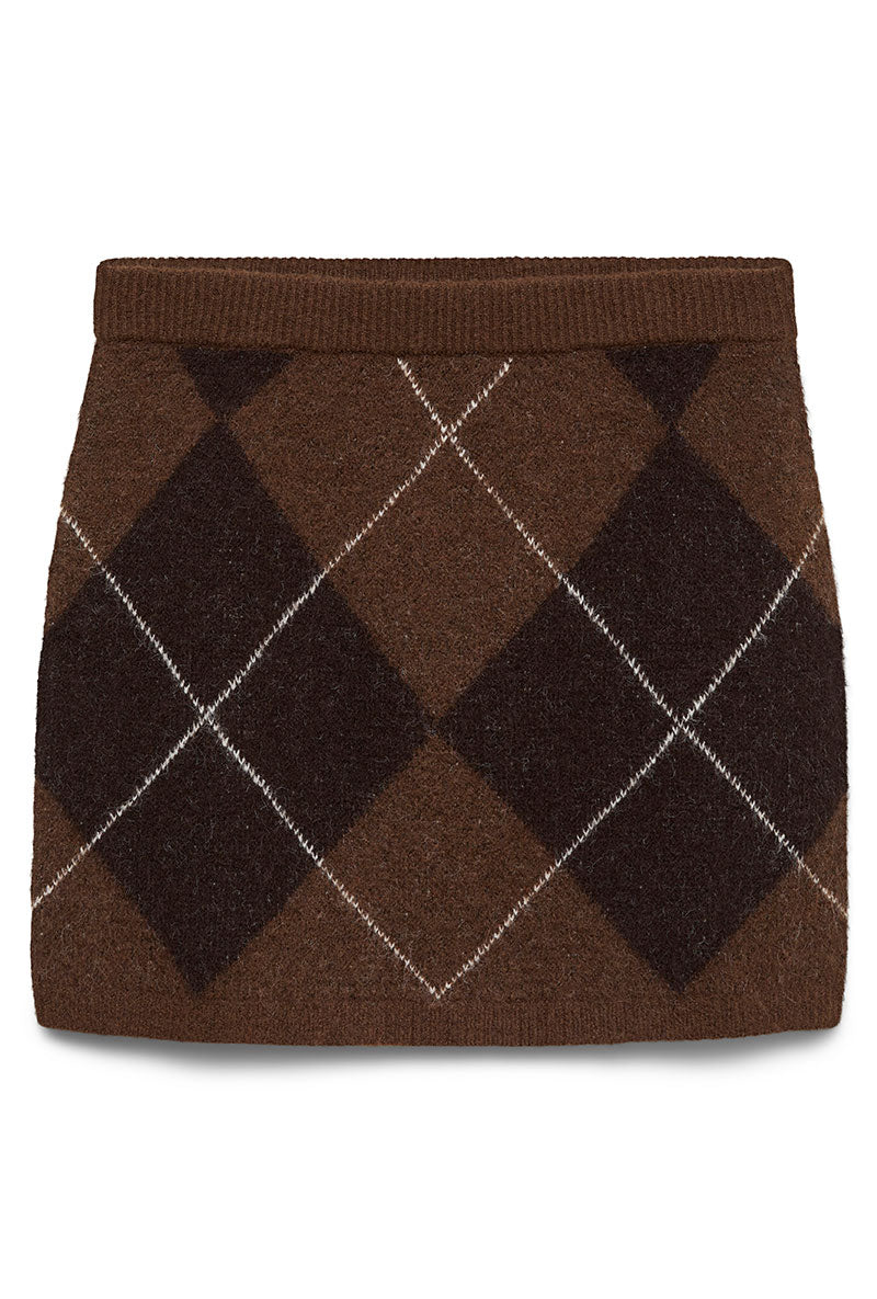 Front image of Darla nw short skirt in brown, by brand Vero moda