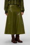 Front image of a model wearing Dash hw coated skirt in green, by brand Vero moda