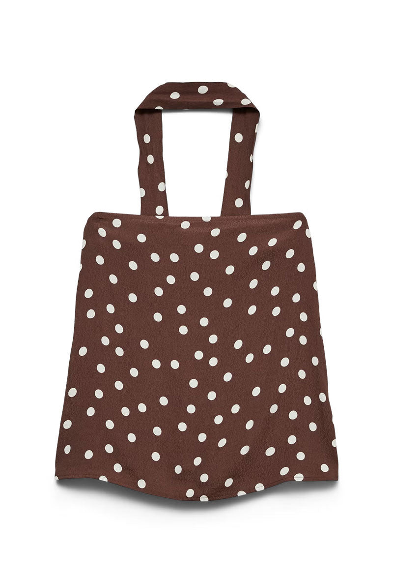 Front image of Elisa scarf tube top in chocolate, by brand Vero moda