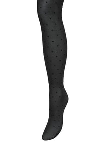 Front detail image of the Fiona dot tights in black, by brand Vero moda